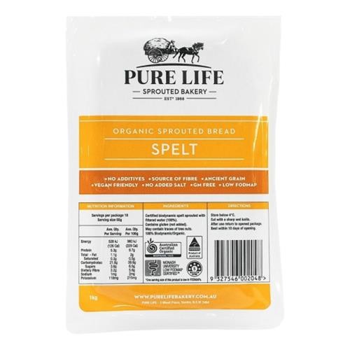Pure Life Sprouts Spelt Bread 1kg (not postable) Healthy General