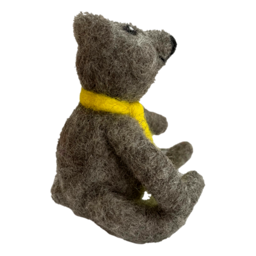 Handmade by Sue – Felted Bear with Yellow Tie