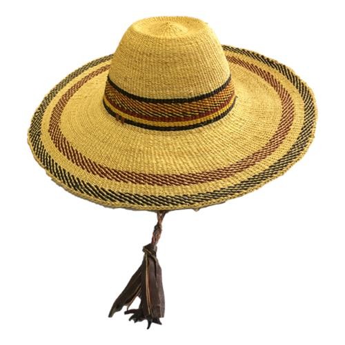 Bashiri - Bolga Hat Wide Brim - Double Stripe
