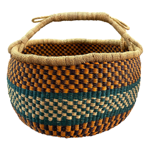 Bashiri - Bolga Basket Round Large Aqua Speckle