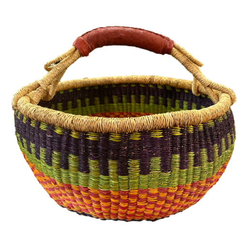 Bashiri - Bolga Basket Round Large Orange Purple