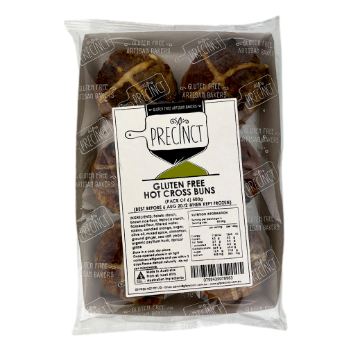 GF Precinct - Gluten Free Hot Cross Buns (6 pack/500g) (not postable)