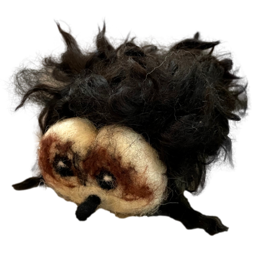 Handmade by Sue – Felted Hedgehog Black