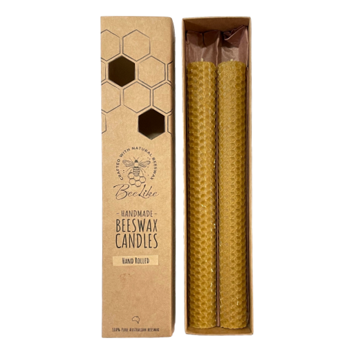 BeeLike - Handmade Beeswax Candles Hand Rolled x 2