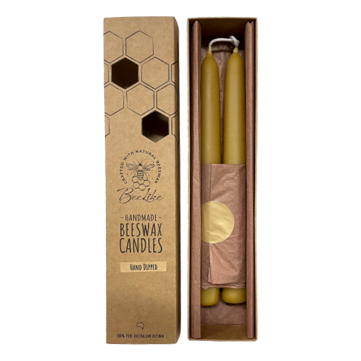BeeLike - Handmade Beeswax Candles Hand Dipped x 2
