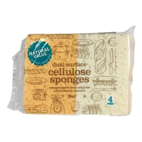 Natural Value - Dual Surface Cellulose Sponges x4