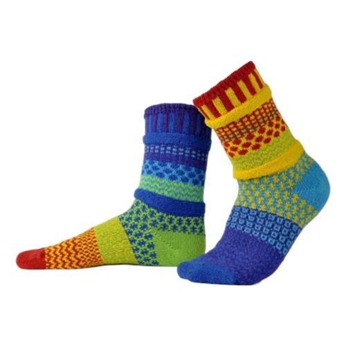 Solmate Socks - Crew Socks Adult Rainbow [Size:Small]