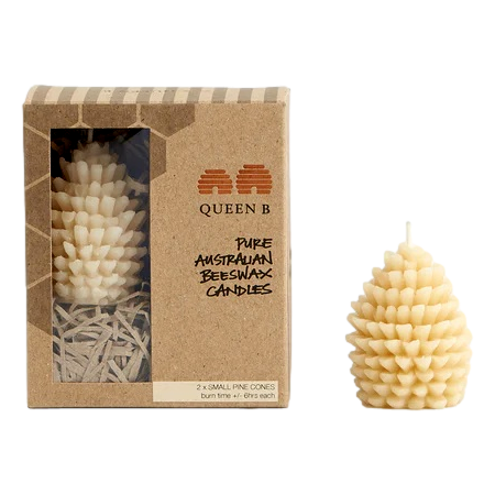 Queen B - 100% Beeswax Small Pine Cone x 2