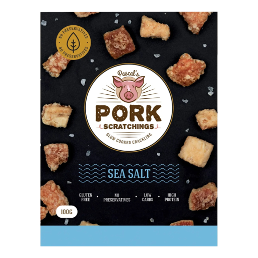 Pascals Pork Scratchings - Slow Cooked Crackling Sea Salt 100g