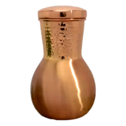 Ayurveda Specialist - Pure copper carafe sequence vase model with lid and hammered