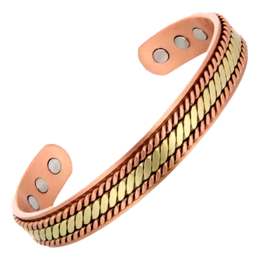 Ayurveda Specialist - Copper Health Clamp Bracelet Golden Strip with 6 magnets 19 cm