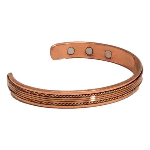 Ayurveda Specialist - Copper Health Clamp Bracelet Lines and Dots with 6 magnets