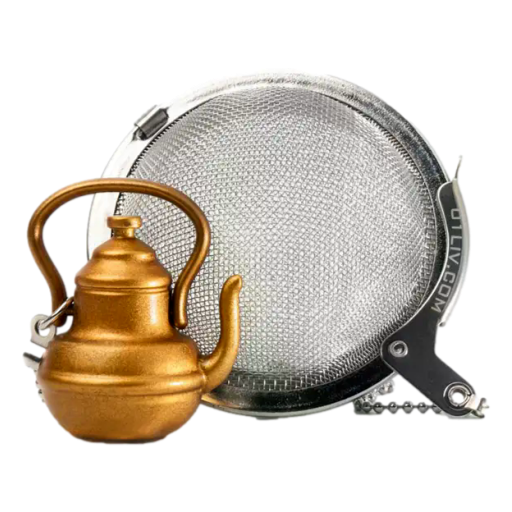01living - Tea Infuser Loose Leaf Ball with Gold Teapot Dongle ea