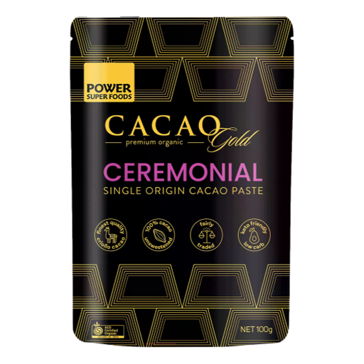 Power Super Foods - Cacao Gold Paste Chunks Ceremonial Grade Cert Organic 100g