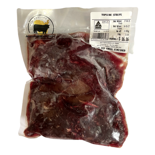 Native Angus Beef - Topside Strips per kg (~500gm) (not postable)
