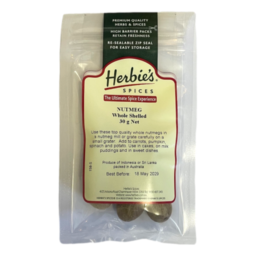 Herbies Spices - Nutmeg Whole Shelled 30gm