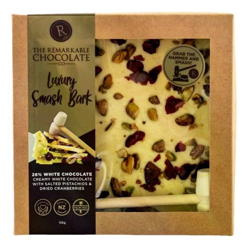 Remarkable Chocolate - Smash Bark Luxury Pistachio & Cranberry 135gm