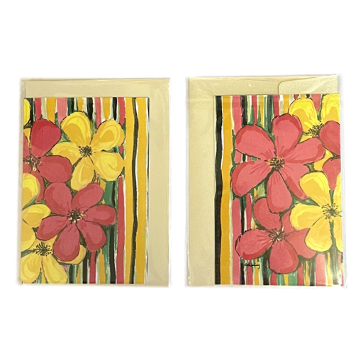 Kathryn Thorley - Blank Greeting Card Red & Yellow Flowers