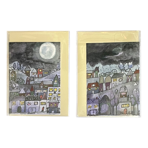 Kathryn Thorley - Blank Greeting Card Village at Night