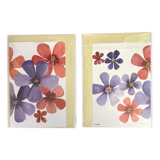 Kathryn Thorley - Blank Greeting Card Purple & Red Flowers