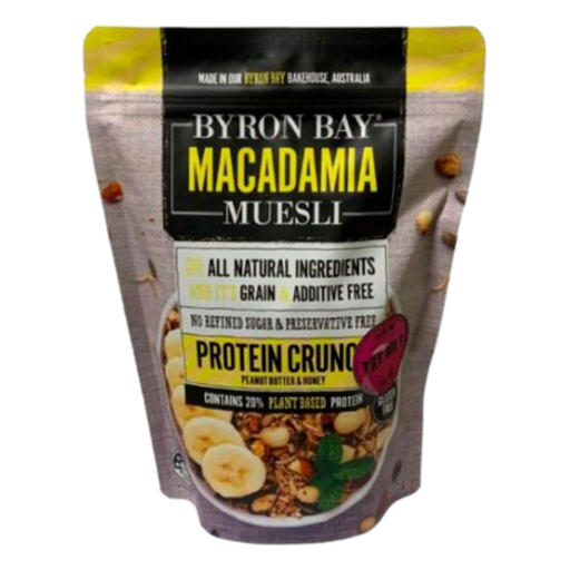 Byron Bay - Macadamia Muesli Protein Crunch Peanut Butter & Honey G/F 375g