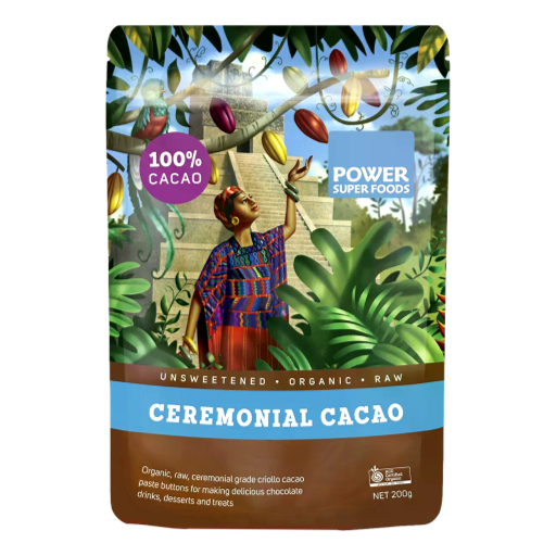 Power Super Foods - Cacao Paste Buttons Ceremonial Grade Certified Organic 250g