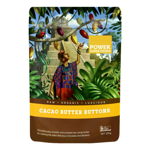 Power Super Foods - Cacao Butter Buttons Raw Certified Organic 250g