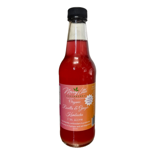 Merry Little Elderberry - Organic Raw Kombucha Rosella & Ginger 330ml (not postable)