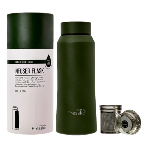 Fressko - Reusuable Stainless Steel Core Drink Bottle Khaki 1ltr