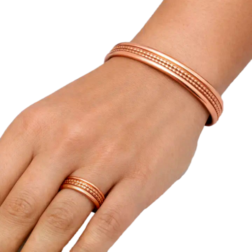 Ayurveda Specialist – Set of Copper Health Clamp Bracelet (6 Magnets) plus Ring
