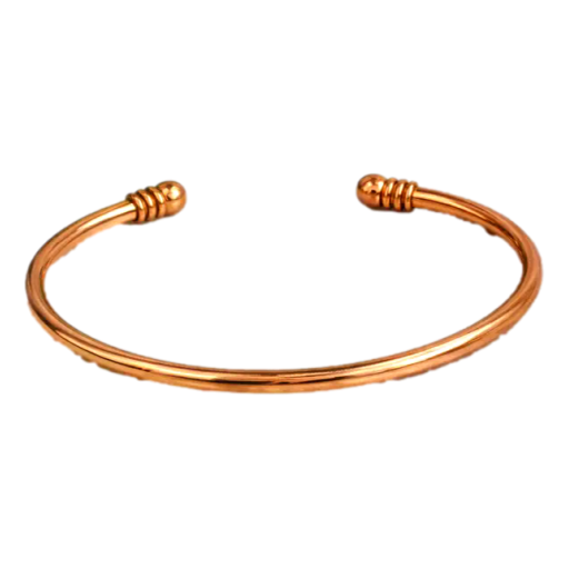 Ayruveda Speciialist - Smooth Polished Copper Cuff Bracelet with End Beads