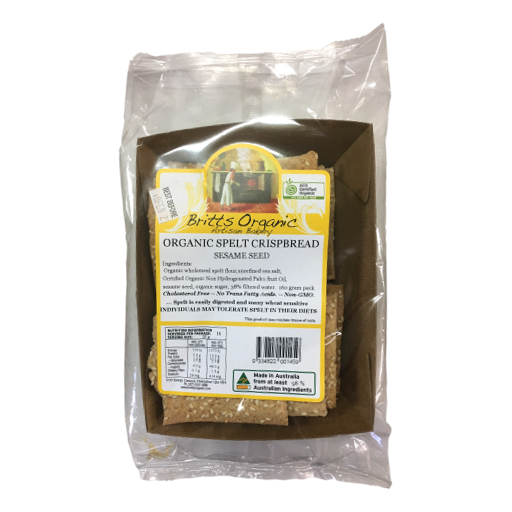 Britts Organic Bakery – Sesame Seed Spelt Crispbread 160gm