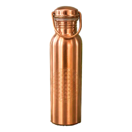 Ayurveda Specialist - Pure Copper Water Bottle Flower of Life Matte Brushed 750ml