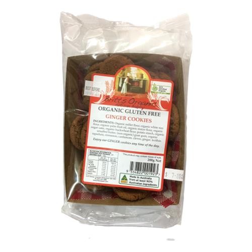 Britts Organic Bakery – Gluten Free Ginger Cookies 200gm