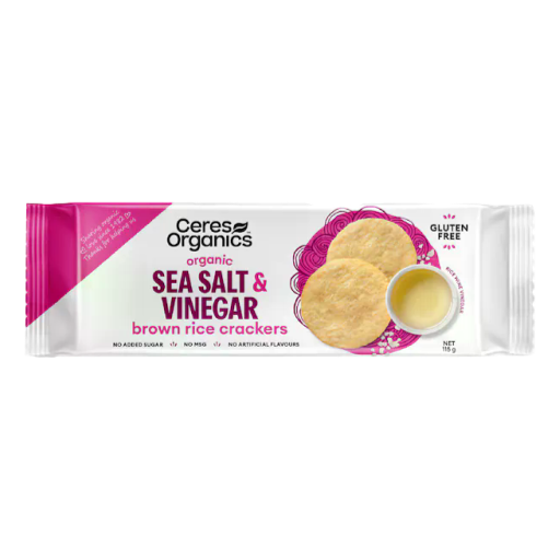 Ceres - Organic Brown Rice Crackers w/ Sea Salt & Vinegar 115gm